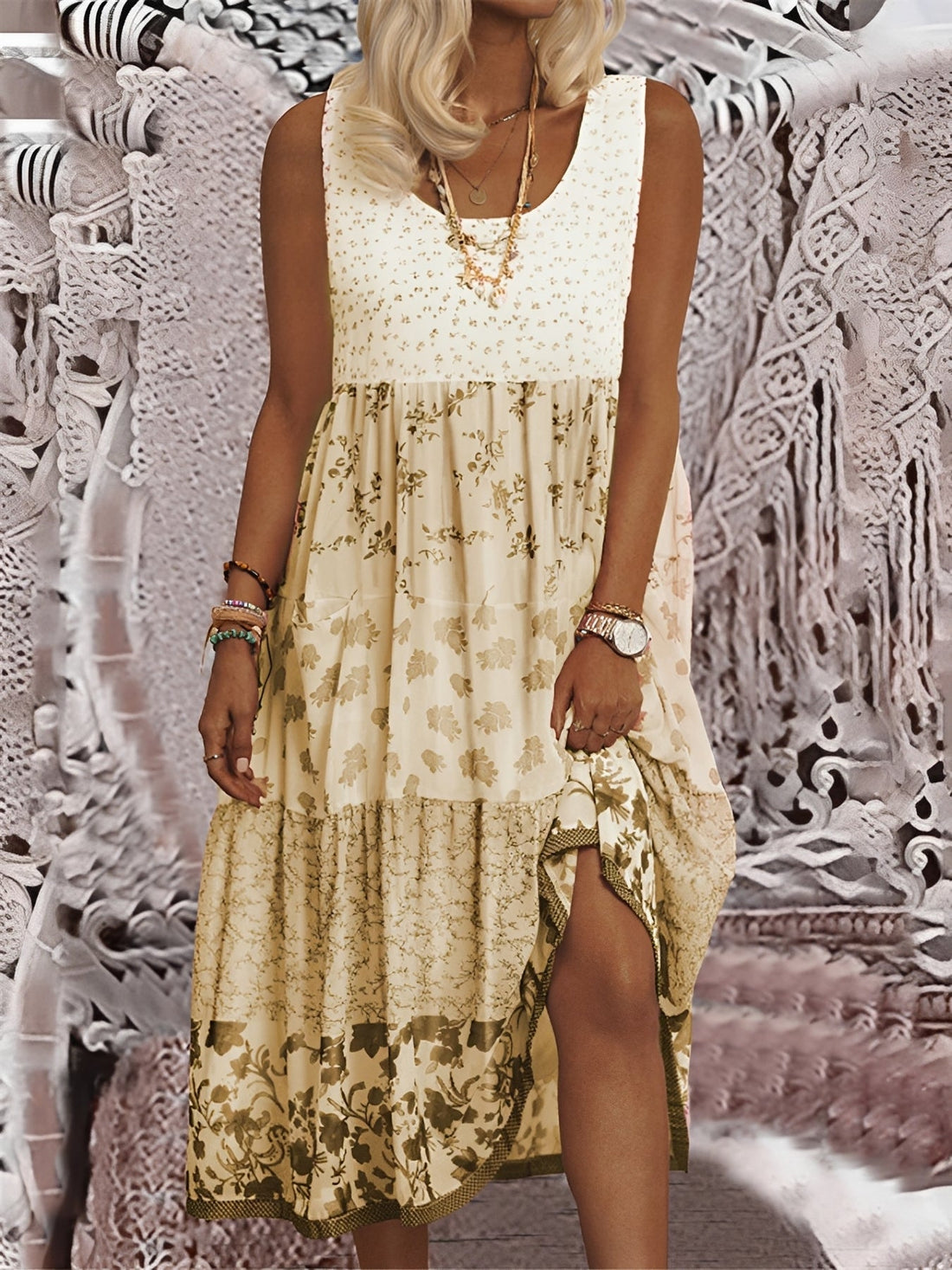 Nancy - Trendy Boho Midi Dress