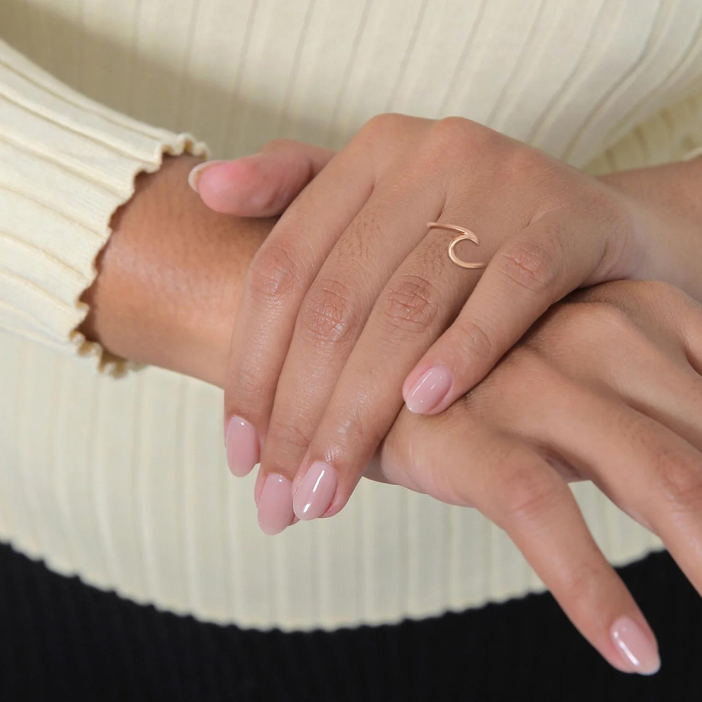 Sea Wave Minimalist Ring - Silver Wave Shaped Ring