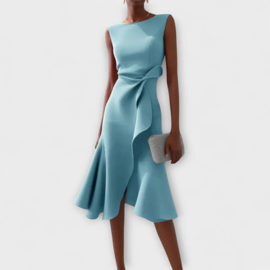 Sheila- Stylish Women's Midi Dress with Ruffle Accents