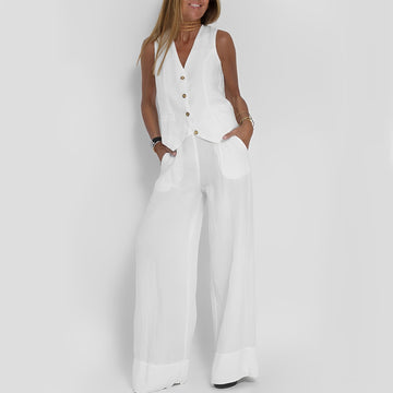 Joan - Casual, sleeveless set with wide legs for women
