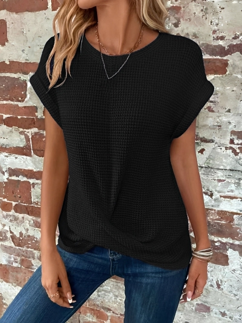 Annie - Stylish short-sleeved waffle top for women