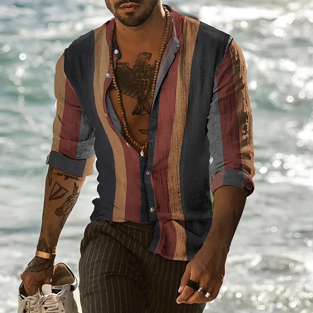 Reuben - Stylish, long-sleeve striped shirt for men