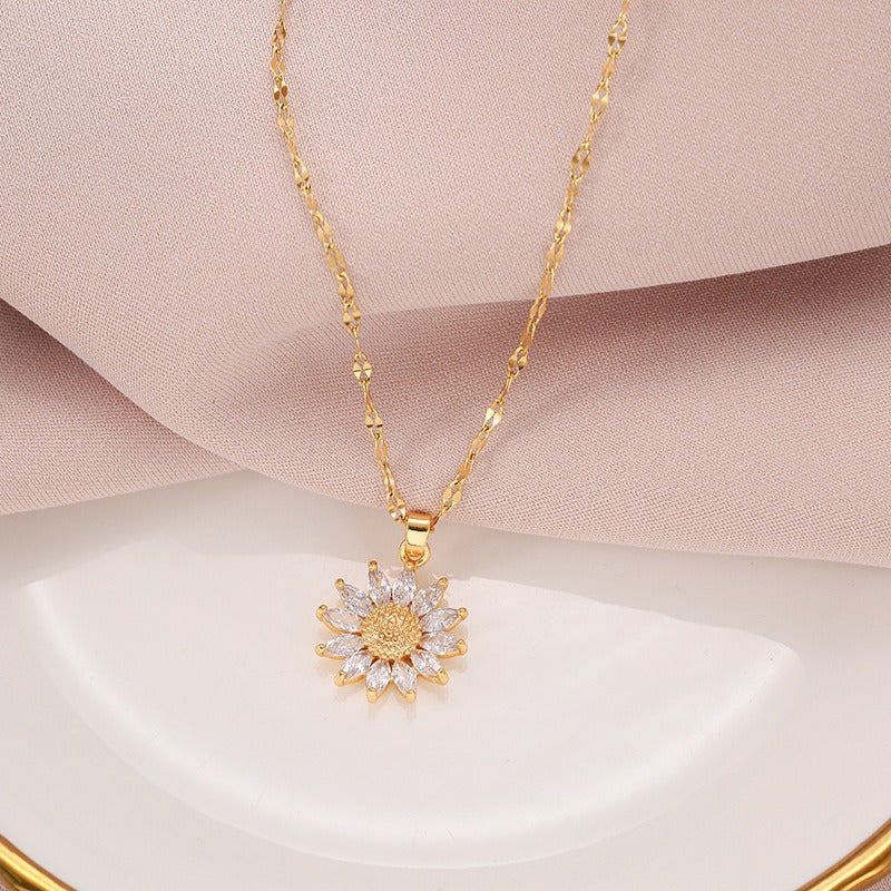 Jennie – Sunflower Crystal Necklace and Gold Finish