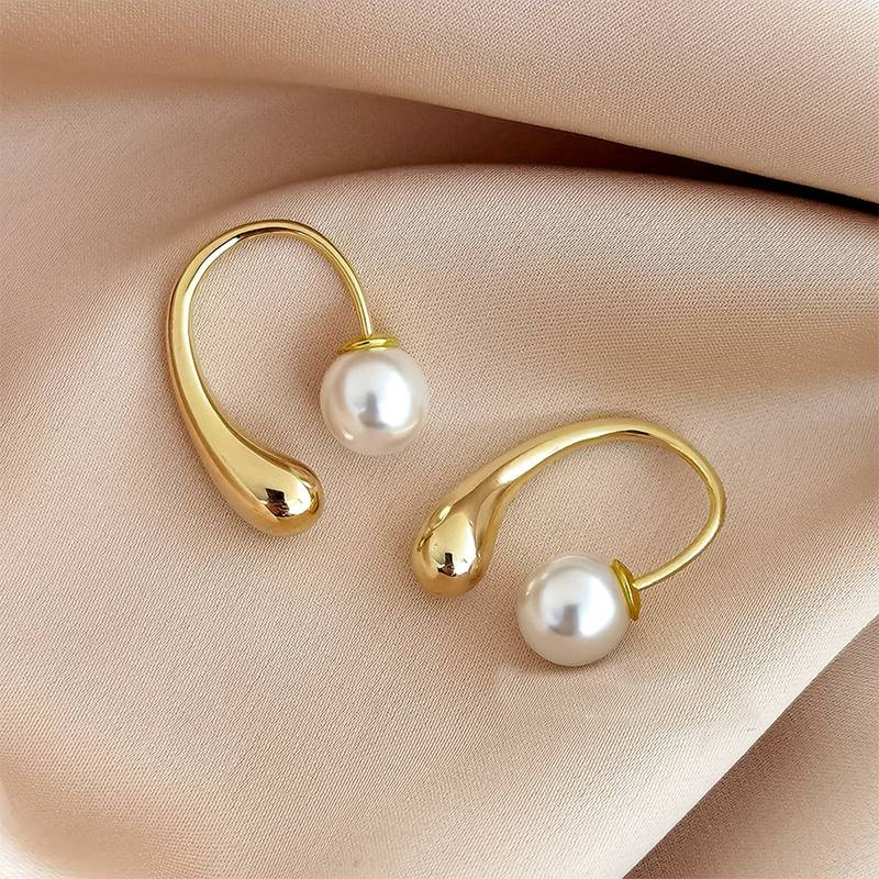 Water Drop Pearl Earring - Water Drop Earring with Pearl Clasp