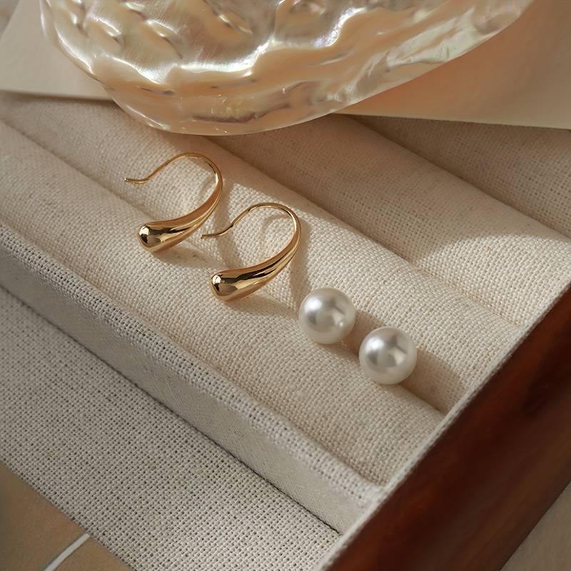 Water Drop Pearl Earring - Water Drop Earring with Pearl Clasp