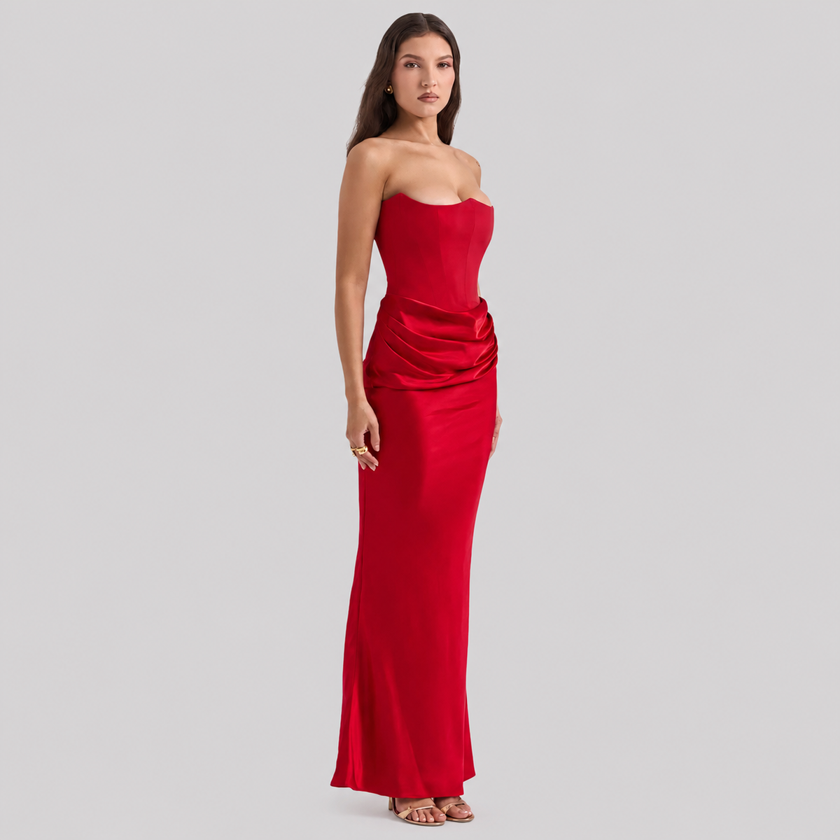 Elisabeth – Elegant maxi dress with bare shoulders for women