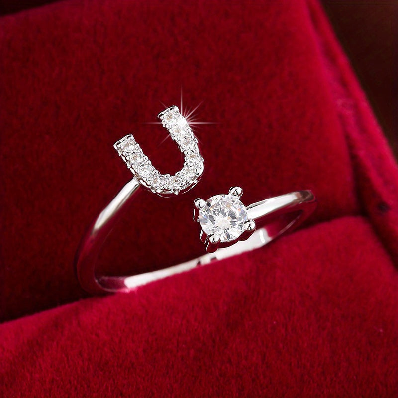 Nova – Modern open ring with initial