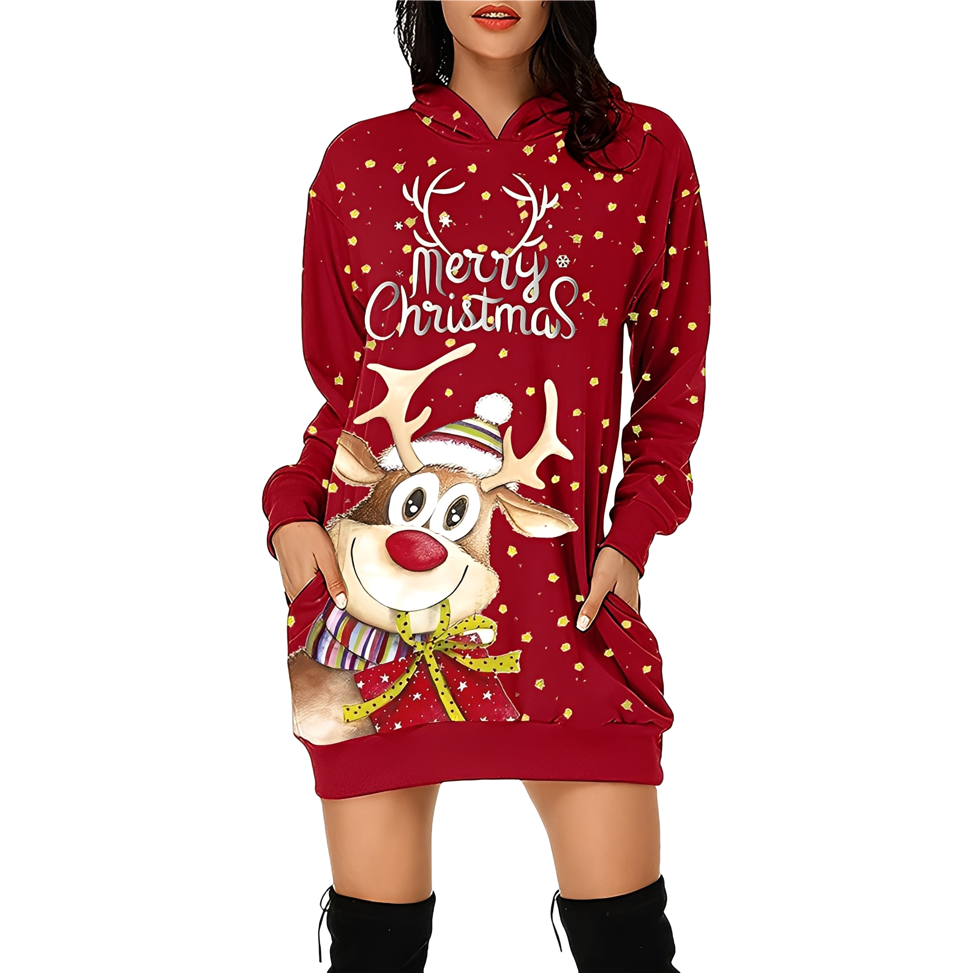 Georgia - Stylish Christmas dress with hood for women