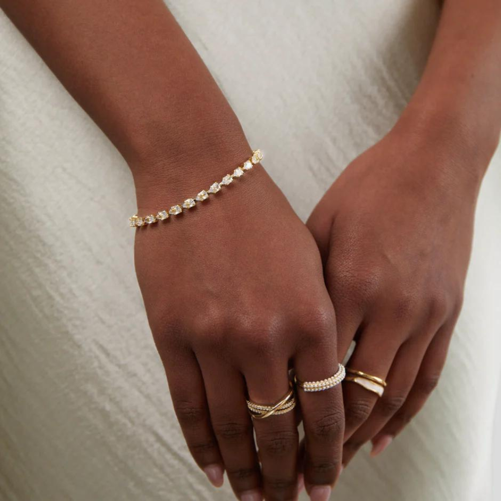 Gold Crystal Bracelet - Adjustable Crystal Bracelet