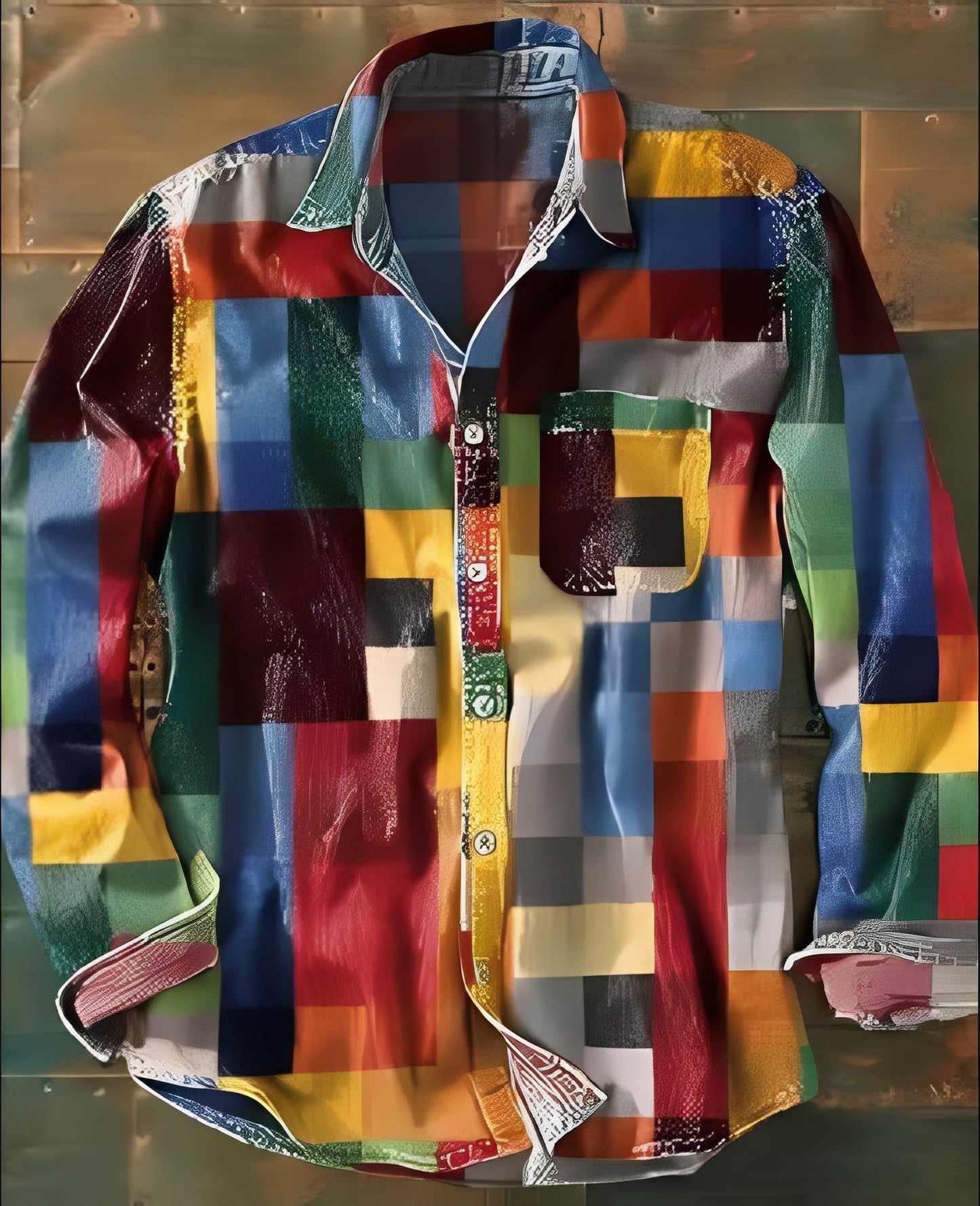 Theo - Classic Long Sleeve Shirt with Pattern for Men