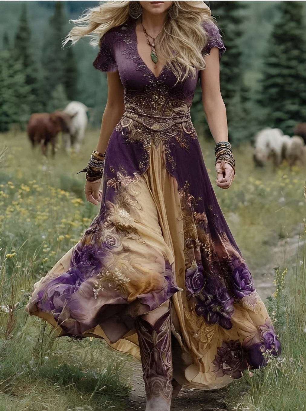 Erica - Stylish maxi dress with floral pattern for women