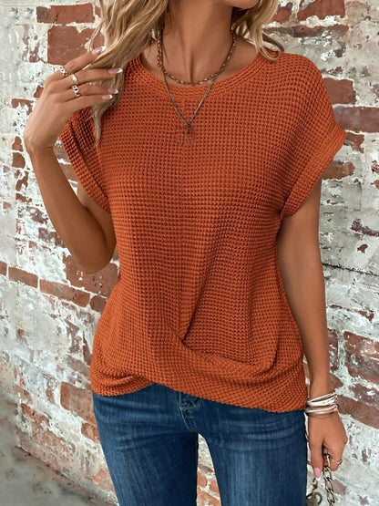 Annie - Stylish short-sleeved waffle top for women