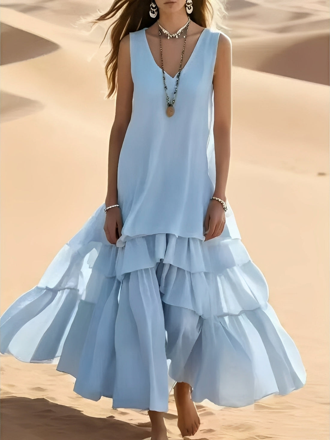 Mollie - Casual maxi dress with wide hem for women