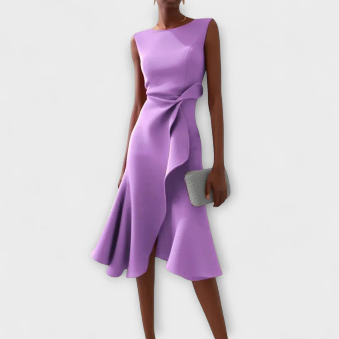 Sheila- Stylish Women's Midi Dress with Ruffle Accents