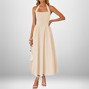 Joanna - Chic Halter Neck Midi Dress