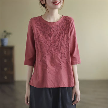 Amelia - Stylish embroidered blouses with half sleeves for women