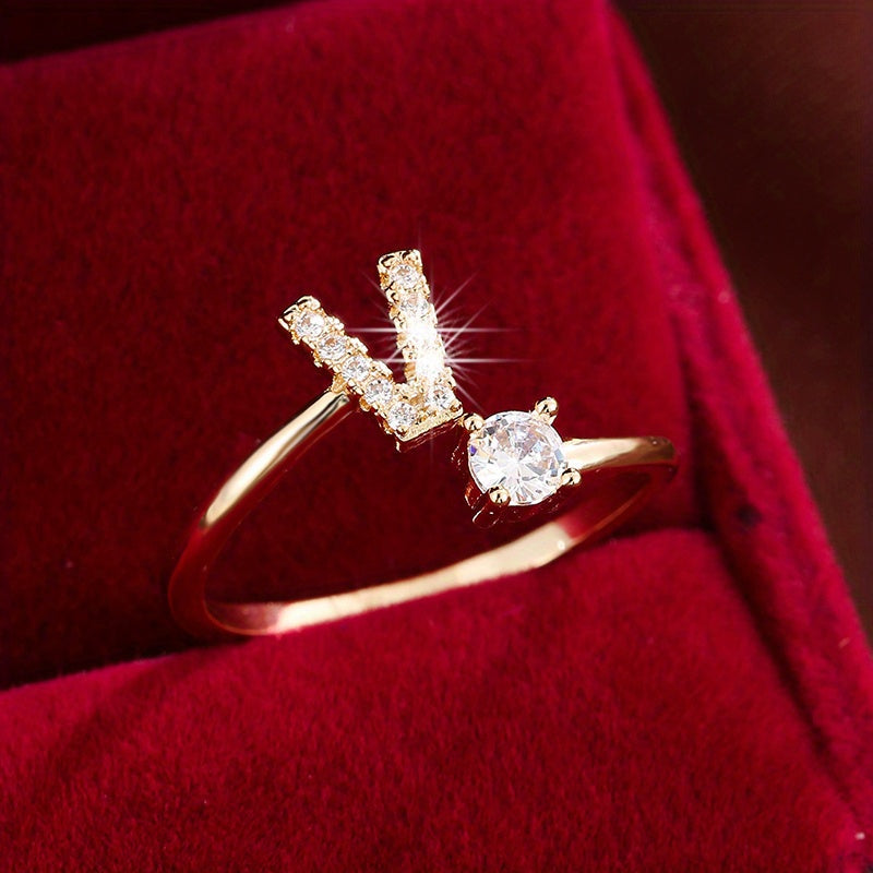 Nova – Modern open ring with initial