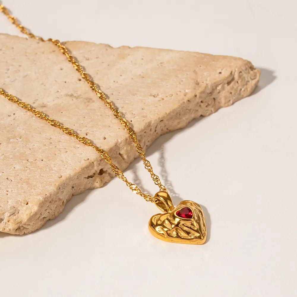 Vesper - Red Heart Necklace in Gold