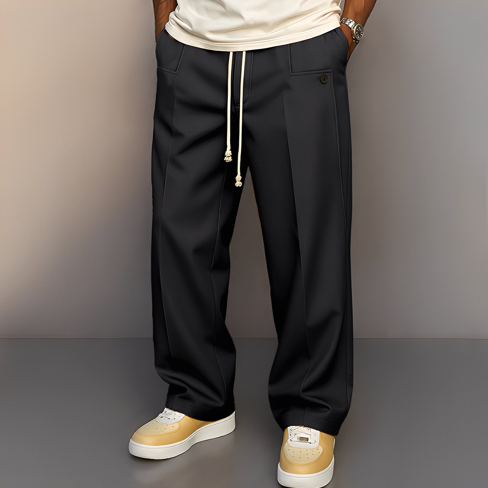 Henri - Wide men's pants with drawstring