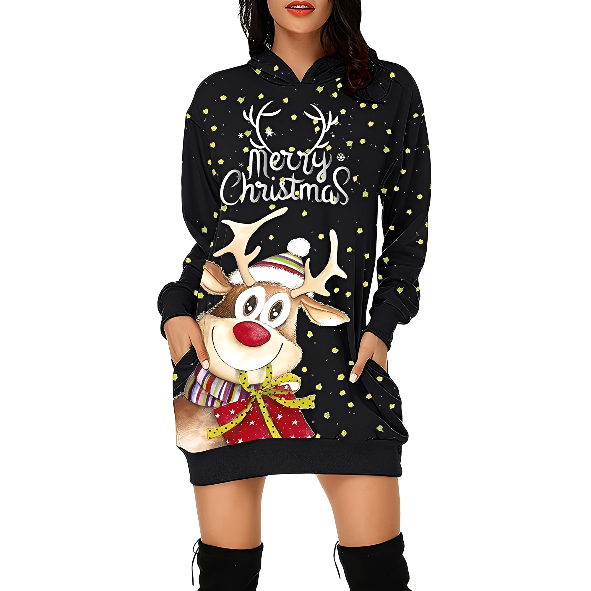 Georgia - Stylish Christmas dress with hood for women