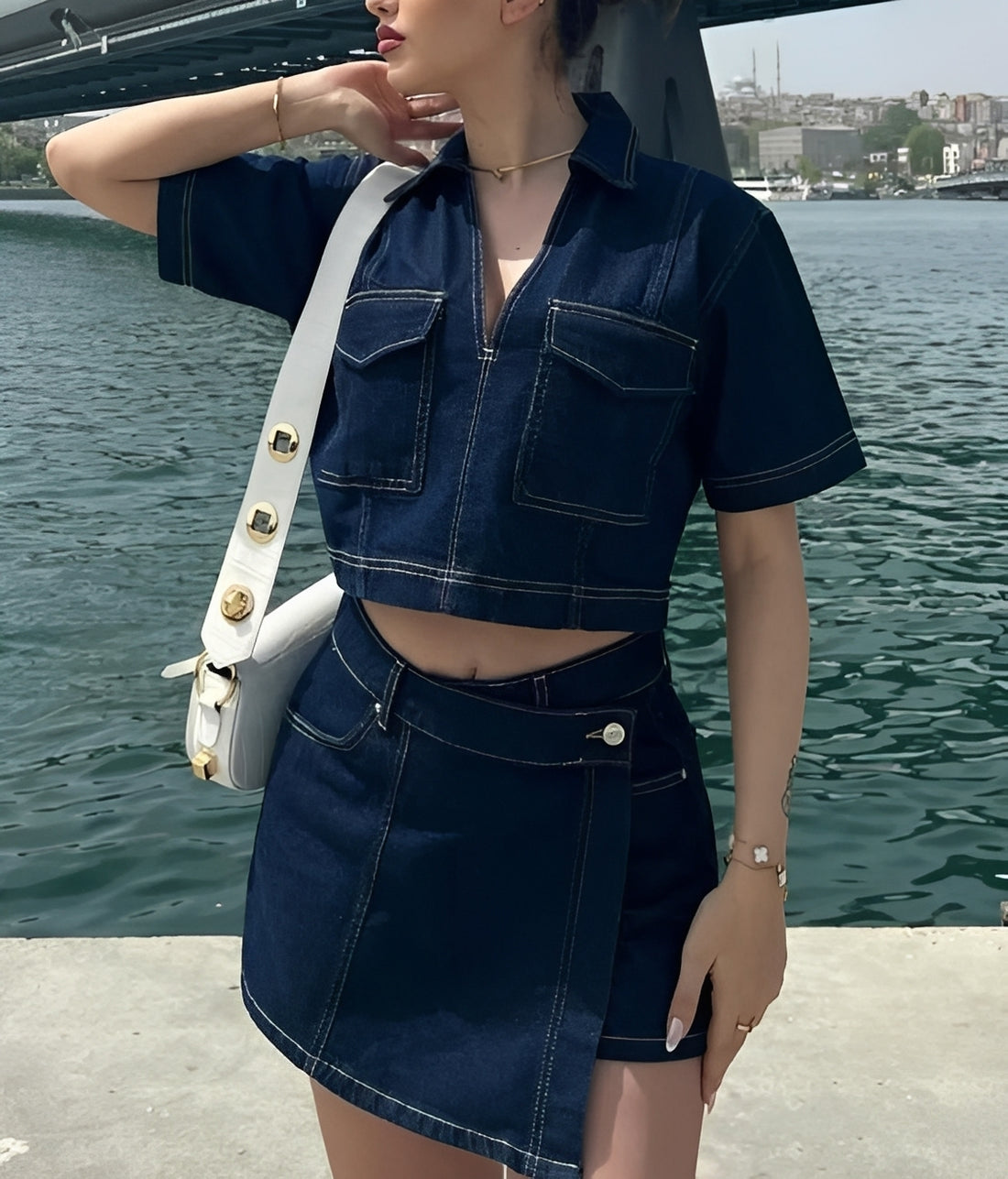 Tilly - Top and Skirt Denim Set