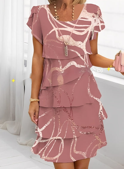 Caroline - Stylish Short Sleeve Ruffle Dress for Women