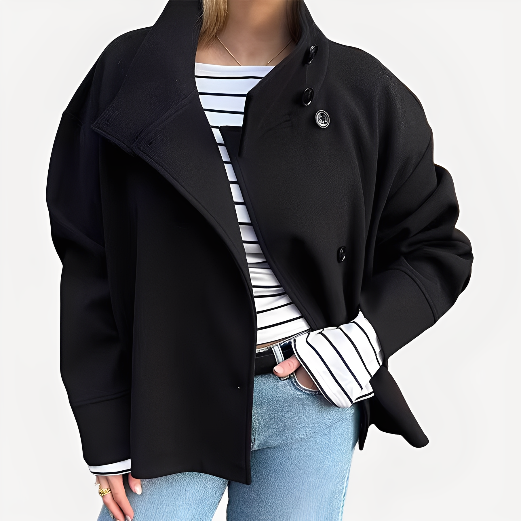 Carolyn - Elegant women's coat with single closure