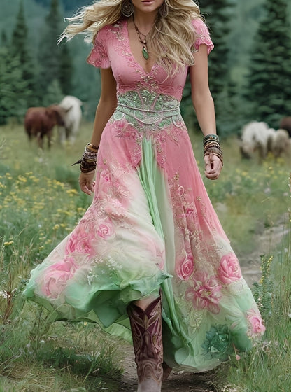 Erica - Stylish maxi dress with floral pattern for women