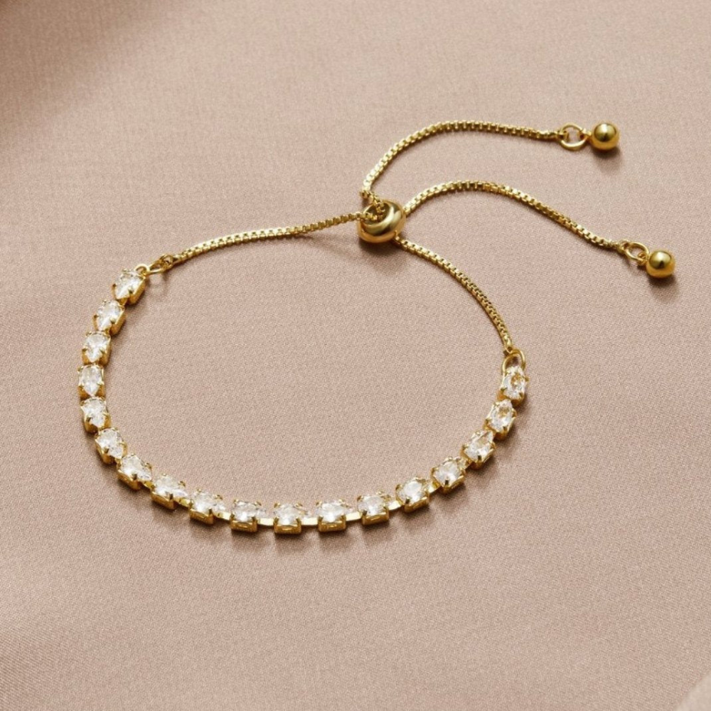 Gold Crystal Bracelet - Adjustable Crystal Bracelet