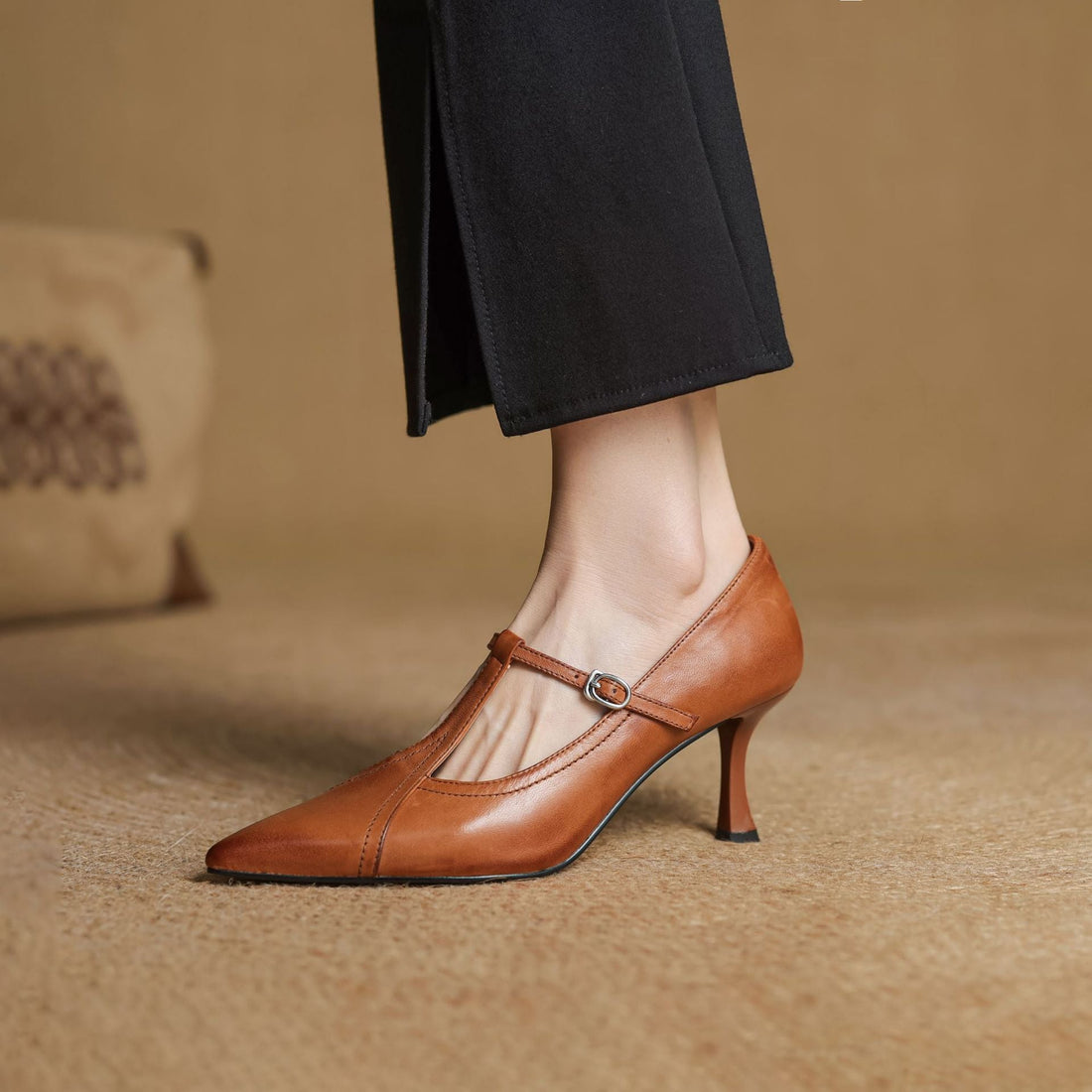 Ellis - Trendy Stiletto Heels with T-Buckle