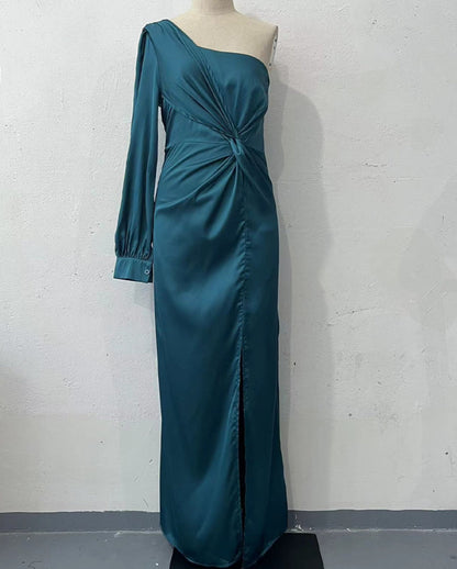 Helena - Elegant one-shoulder dress with slit for women