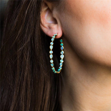 Luminous Elegance - Blue Opal and Gold Earrings