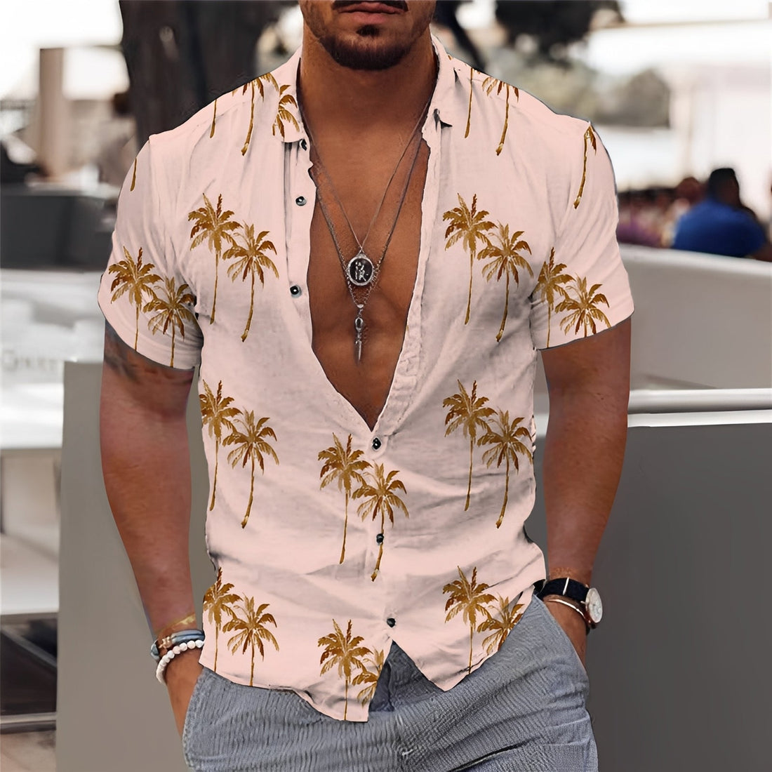 Hector - Stylish Palm Pattern Shirt for Men