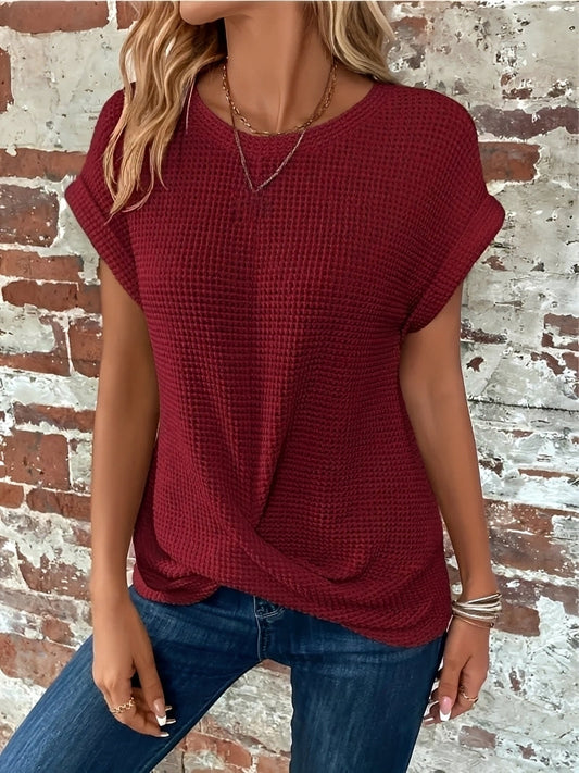 Annie - Stylish short-sleeved waffle top for women