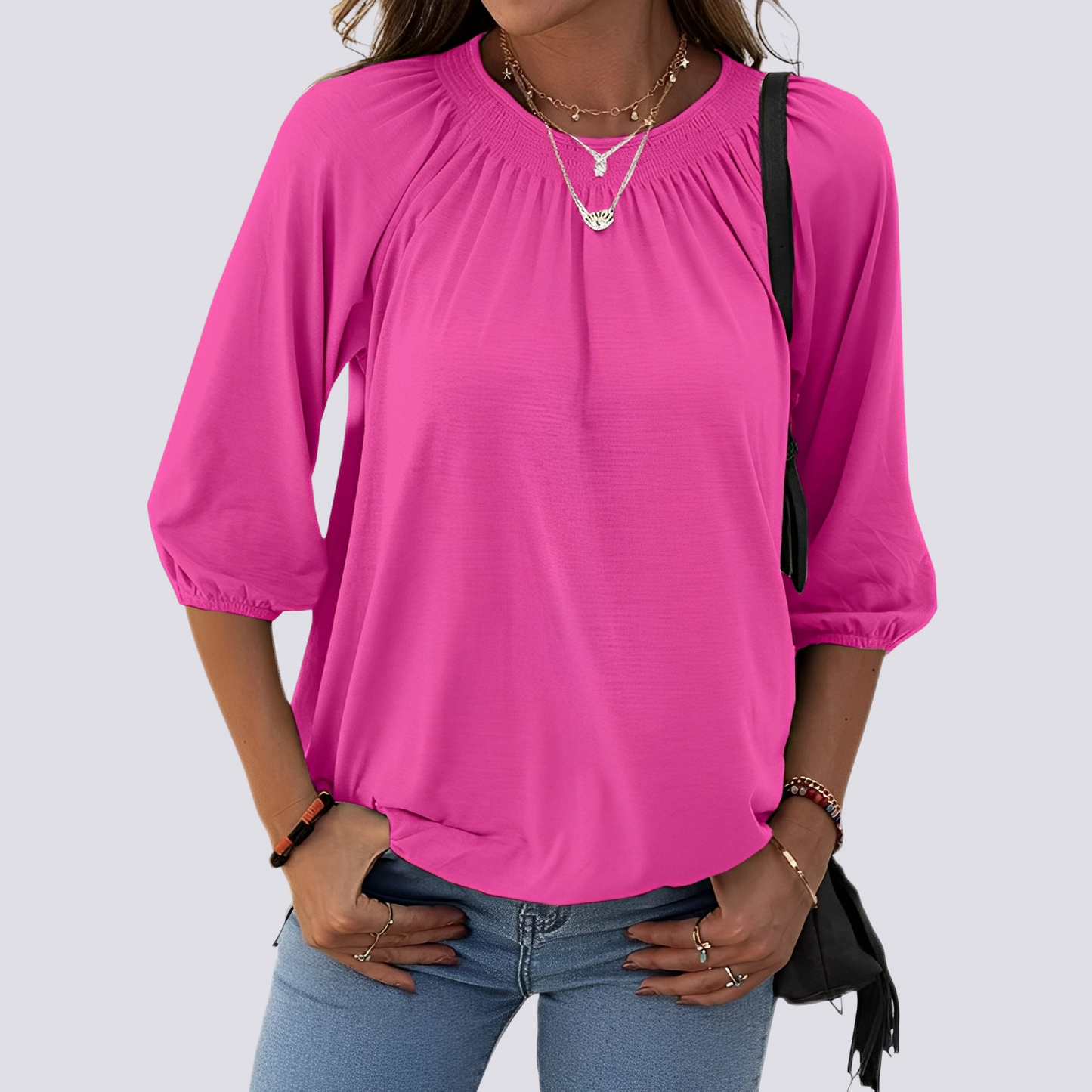 Telsa - Casual crew neck blouse for women