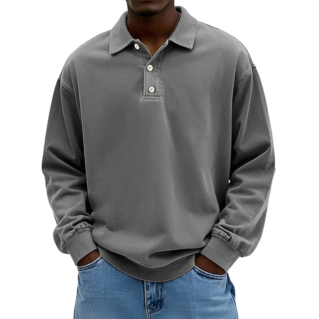 Caspian - Long-sleeved polo shirt for men
