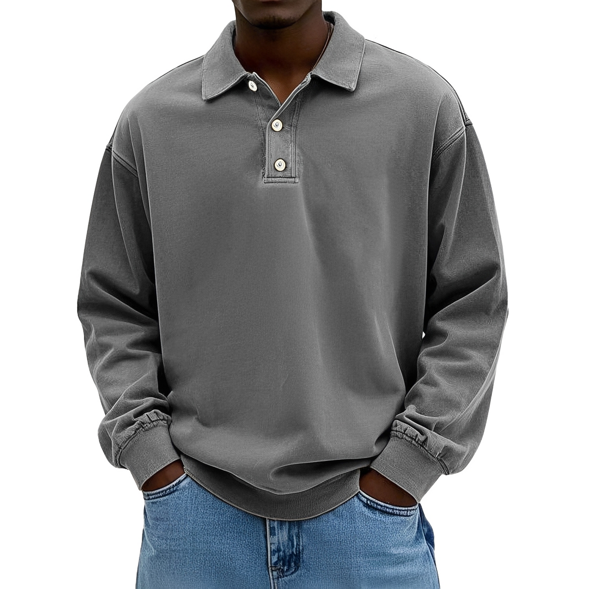 Caspian - Long-sleeved polo shirt for men