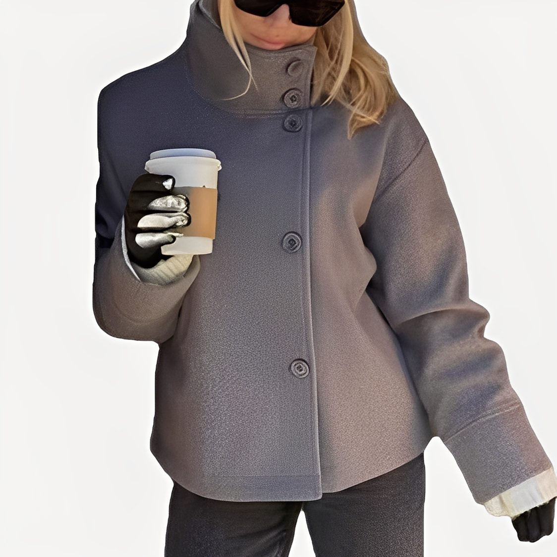 Carolyn - Elegant women's coat with single closure