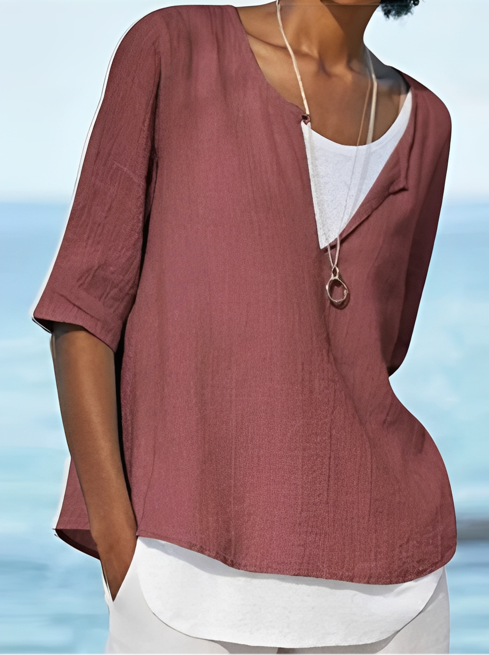 Shania - Trendy blouse with a layered-look for women