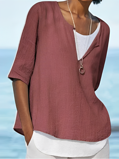 Shania - Trendy blouse with a layered-look for women