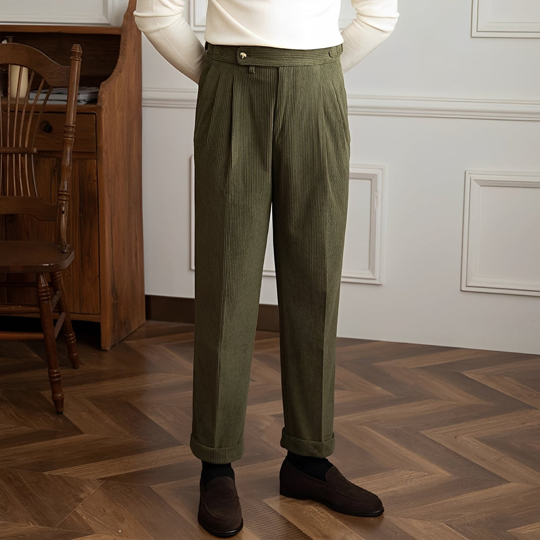 Rafael - High Waist Textured Trousers
