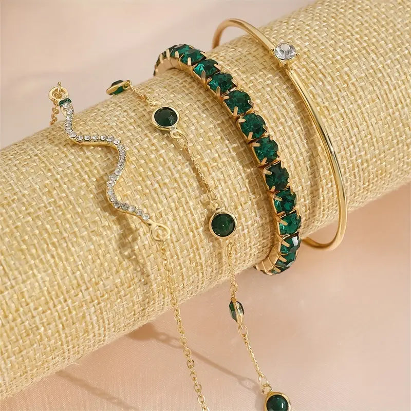 Camille – Elegant bracelet set with green stones