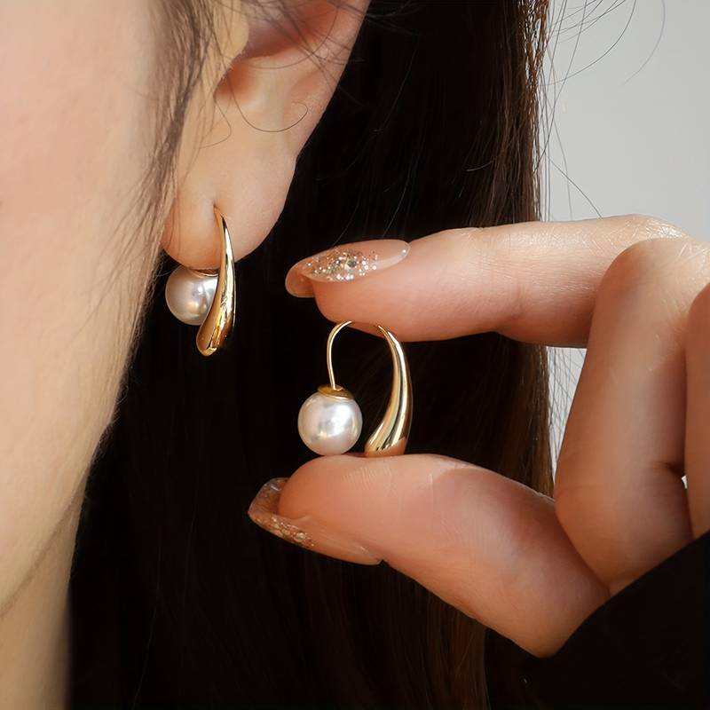 Water Drop Pearl Earring - Water Drop Earring with Pearl Clasp