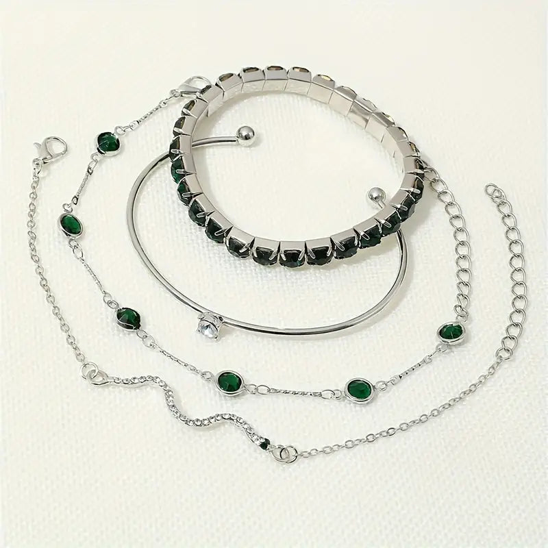Camille – Elegant bracelet set with green stones