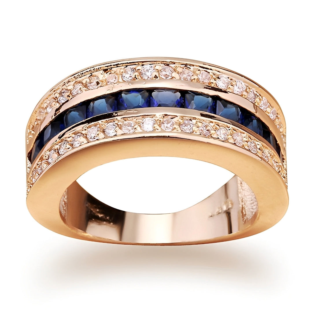 Ronan – Square Men's Ring with Crystals and Gold Sapphire
