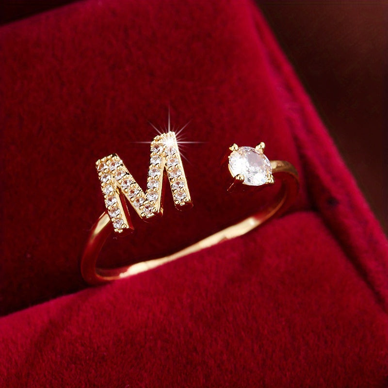 Nova – Modern open ring with initial