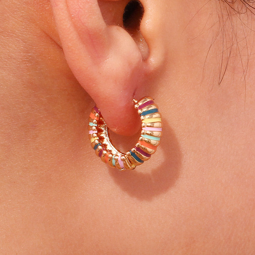 Chelsea – Golden Hoops with Rainbow Stripes