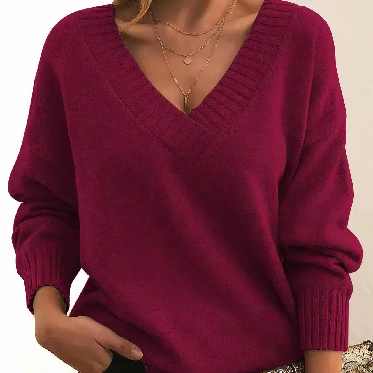 Leocadia - Elegant V-Neck Sweater