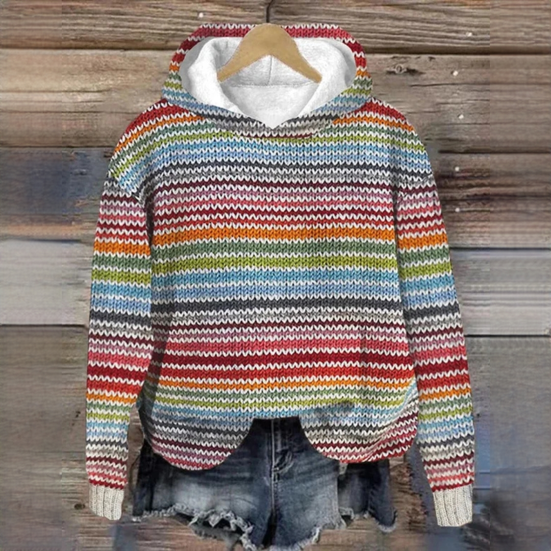 Maacah - Elegant hooded jacket with stripe pattern