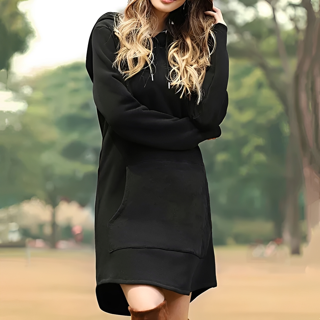Juris - Elegant mini dress with hood
